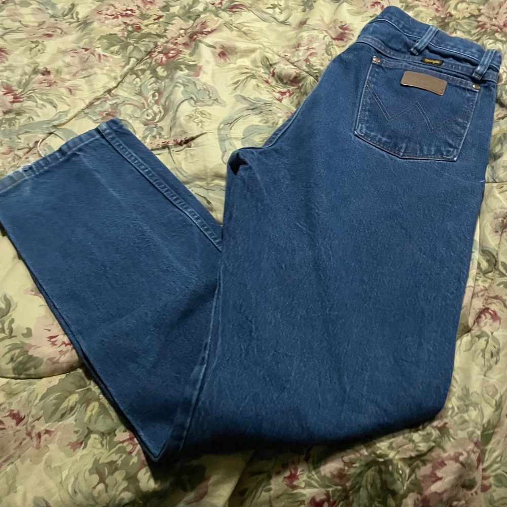 Wrangler 13MWZ Men's Blue Denim Jeans Straight‎ Leg Size 38x36